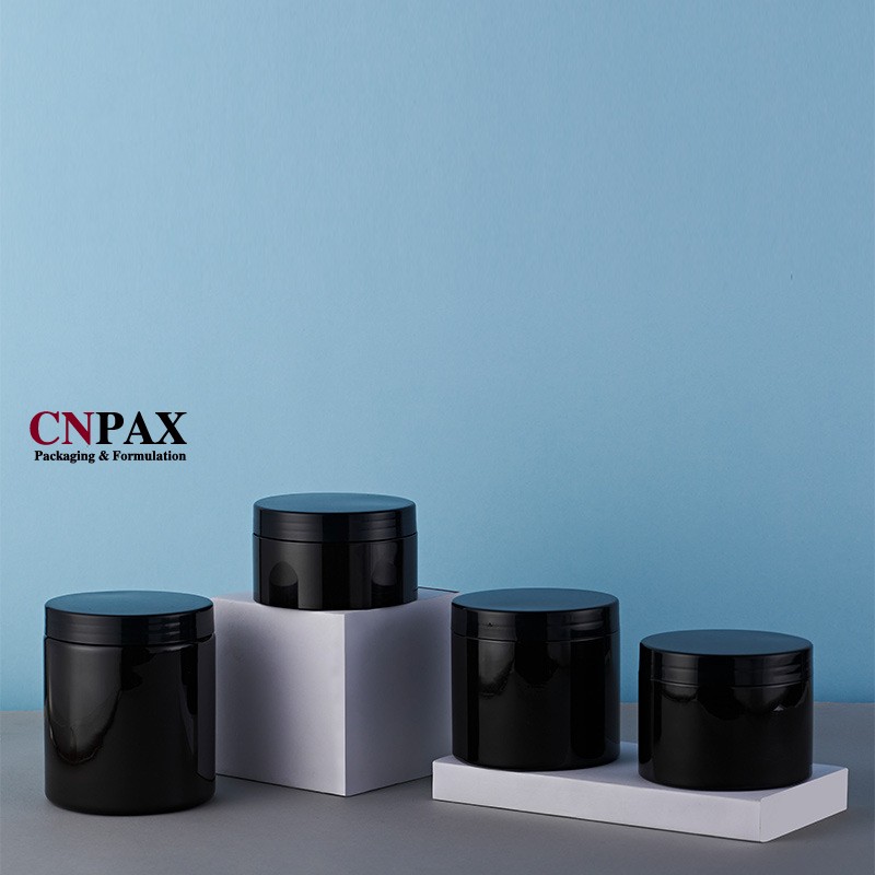 glossy black PET Plastic Jars