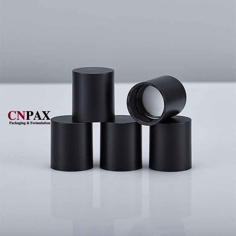 24 mm neck matte black plastic screw cap