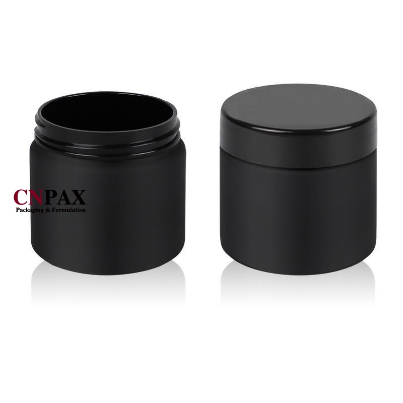 60ml 2oz matte black plastic jar cream jar