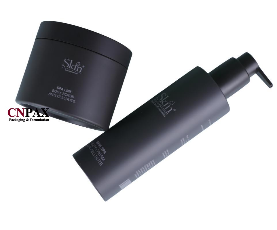 dead sea cosmetics container matte black jar bottle