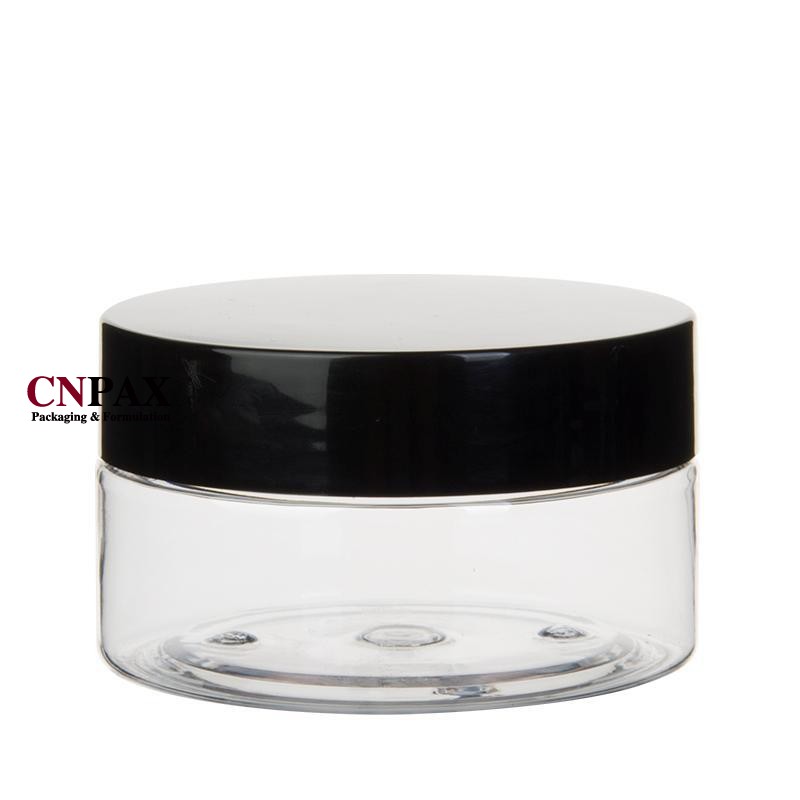 80 ml 2.67 oz wide mouth plastic jar with black screw lid