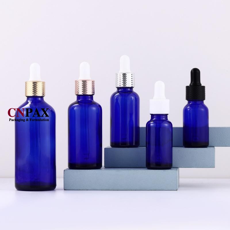 in stock cobalt blue glass bottles boston round glass serum bottles