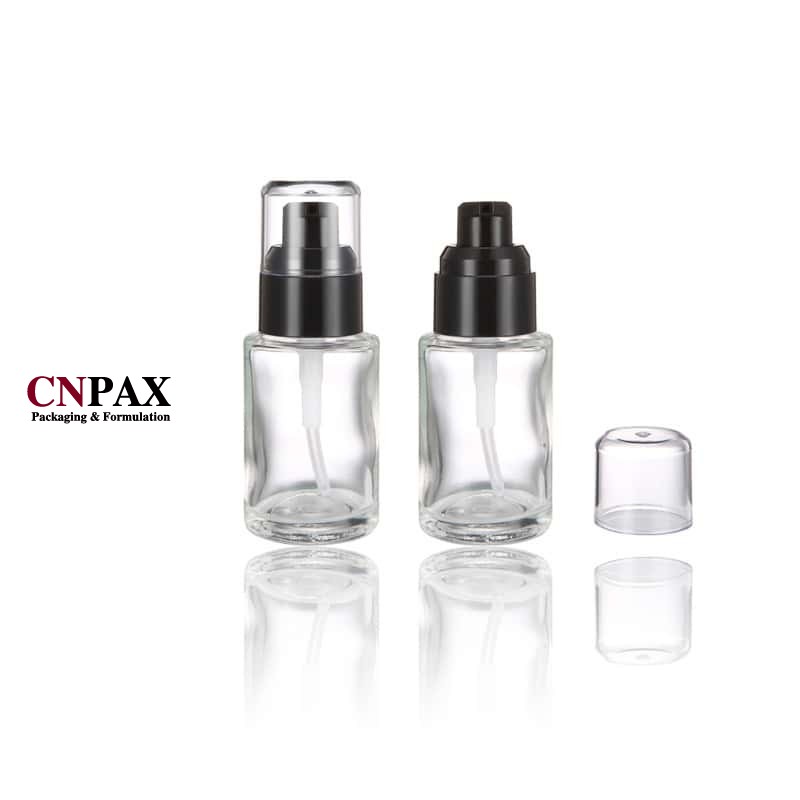 30ml glass bottles with black pump