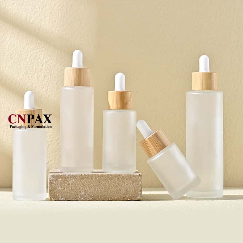 frosted matte clear glass serum bottles